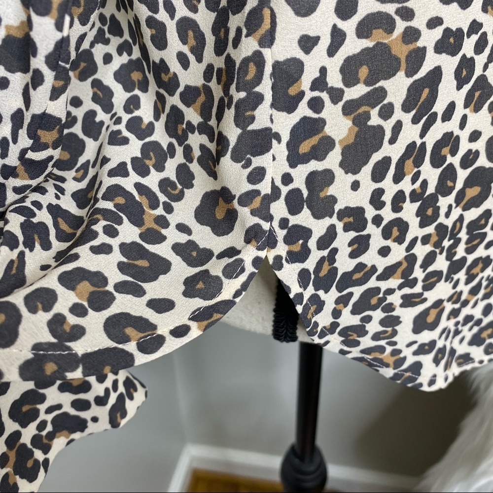 Loft Leopard Print Polyester Button Down Blouse - image 6